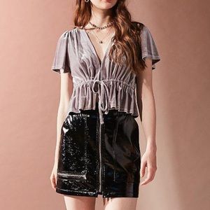 Ubers Outfitters Goldie Velvet Cropped Tie Front Top